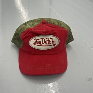 Vintage 90s Von Dutch Red/Green USA Trucker Hat